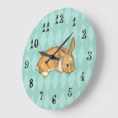 Bunny with aqua blue diamond background grote klok (Hoek)