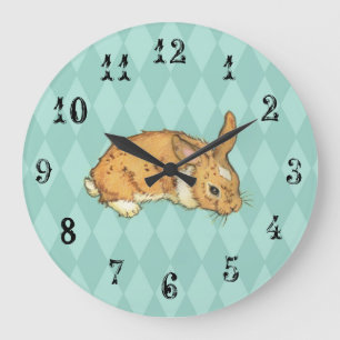 Bunny with aqua blue diamond background grote klok