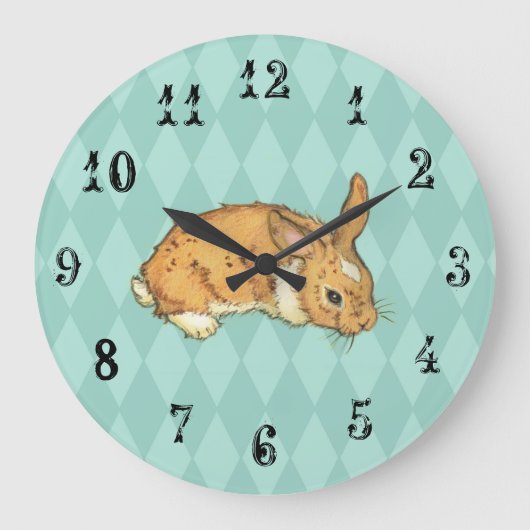 Bunny with aqua blue diamond background grote klok (Voorkant)
