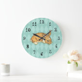 Bunny with aqua blue diamond background grote klok (Huis)
