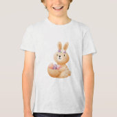 Bunny with Easter Egg Basket Tri-Blend Shirt (Voorkant)