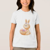 Bunny with Easter Egg Basket Tri-Blend Shirt (Voorkant)