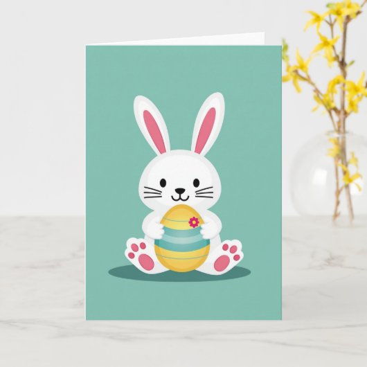 Bunny With Egg Celebration Card Kaart (Gele Bloem)