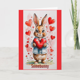 Bunny With Hearts Valentine Day Greeting Card Kaart