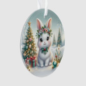 Bunny with Holly Crown & Candle Glow Ornament (voorkant)