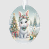 Bunny with Holly Crown & Candle Glow Ornament (voorkant)