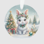 Bunny with Holly Crown & Candle Glow Ornament (voorkant)