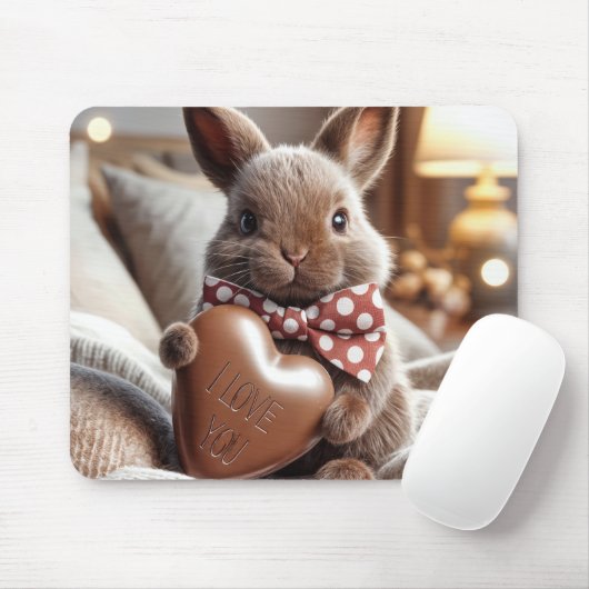Bunny With Man Ik hou van chocolade Muismat (Met muis)
