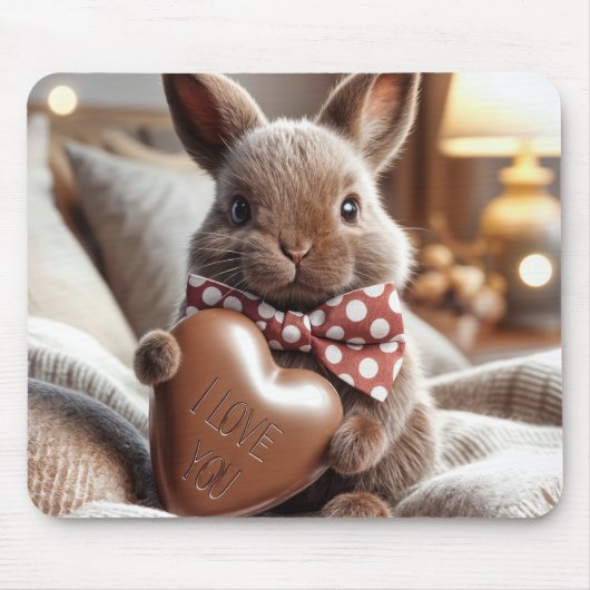 Bunny With Man Ik hou van chocolade Muismat (Voorkant)