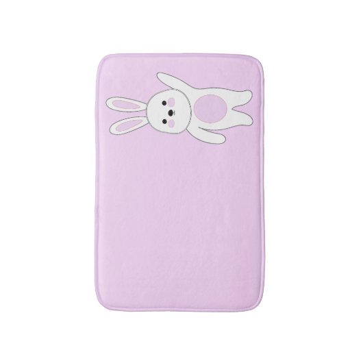 Bunny. Witte bruine roze Badmat (Voorkant Verticaal)