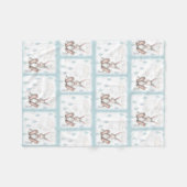 Bunny Wolken & Regendruppels -Blauw Fleece Deken (Voorkant (Horizontaal))