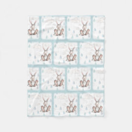 Bunny Wolken & Regendruppels -Blauw Fleece Deken