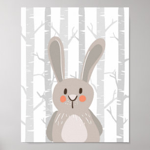 Bunny Woodland Animal Nursery Wall Art Print