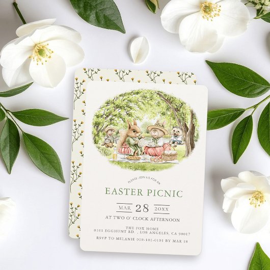 Bunny Woodland Animals Easter Picnic Kaart