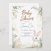 Bunny Woodland Baby shower Uitnodiging (Voorkant / Achterkant)