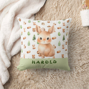 Bunny Woodland Dieren Patroon Baby Jongen Kinderka Kussen