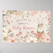  Bunny Woodland Girl Welcome Baby shower Poster (Voorkant)
