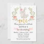 Bunny Woodland Wild One Birthday Party Uitnodiging (Voorkant)