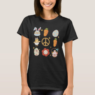 Bunny Wortel Paasei Retro Groovy Paasdag T-shirt