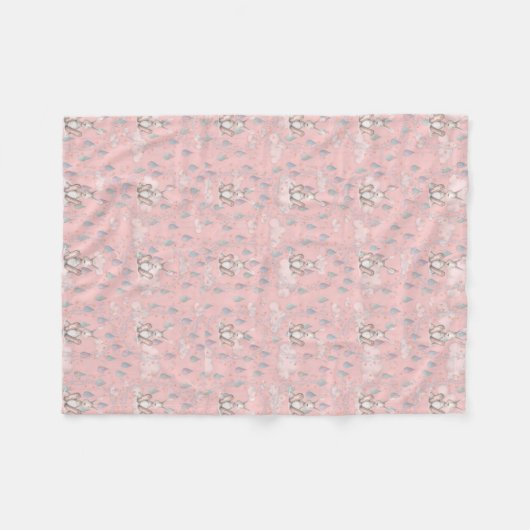 Bunny Wreath Clouds & Raindrops - Roze Fleece Deken (Voorkant (Horizontaal))