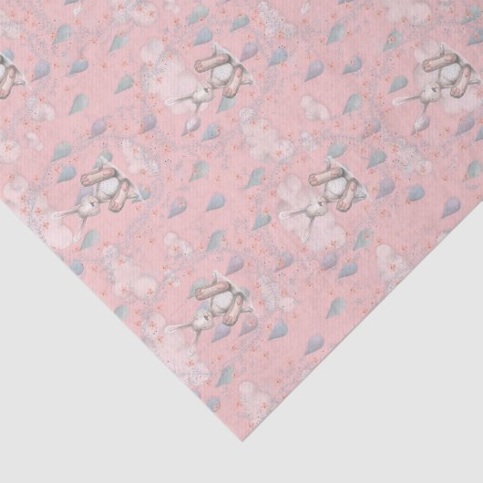 Bunny Wreath Clouds & Raindrops - Roze Tissuepapier (Detail)