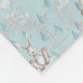 Bunny Wreath Wolken & Regendruppels - Blauw Fleece Deken (Hoek)