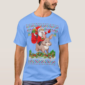 Bunny Xmas Pajamas Ugly Santa Riding Bunny Christm T-shirt