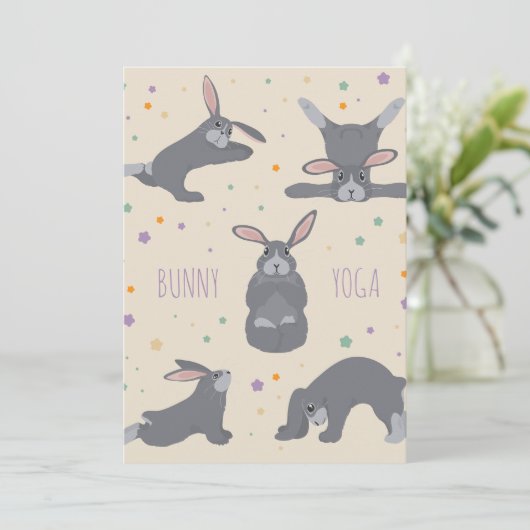 Bunny Yoga Kaart (Staand voorkant)