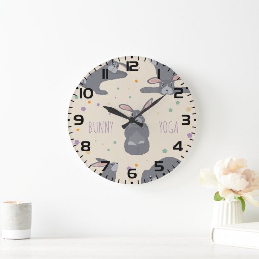 Bunny Yoga Poses Funny Rabbit Grote Klok (Huis)