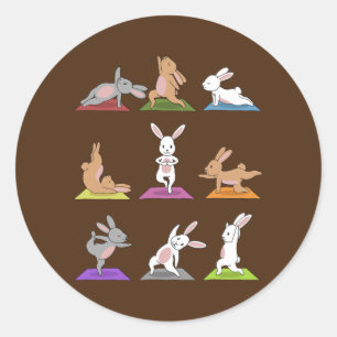 Bunny Yoga Ronde Sticker