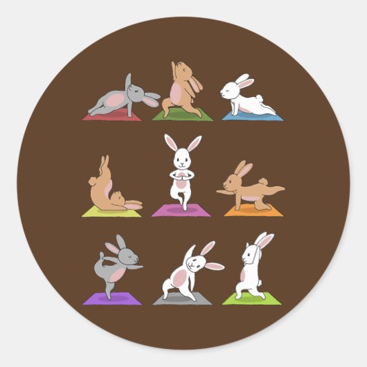 Bunny Yoga Ronde Sticker (Voorkant)