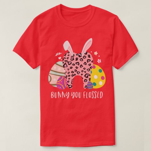 Bunny you Flosse Teeth Easter Day Leopard Print D T-shirt (Design voorkant)