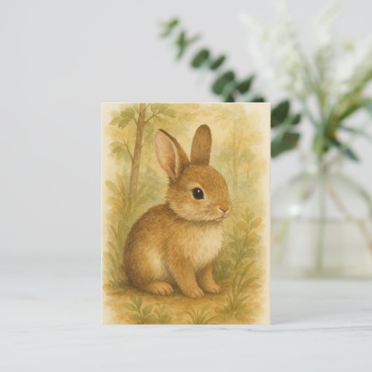 Bunny Young Hare Baby Rabbit Wild Animals Briefkaa Briefkaart (Staand voorkant)