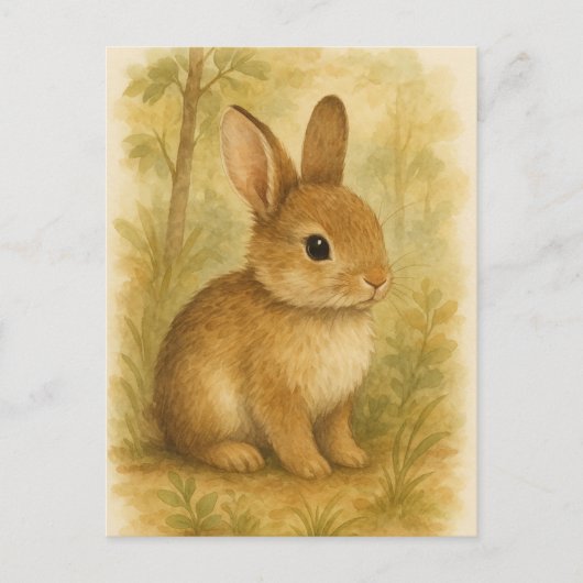Bunny Young Hare Baby Rabbit Wild Animals Briefkaa Briefkaart (Voorkant)