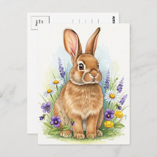 Bunny Young Hare Baby Rabbit Wild Animals Briefkaa Briefkaart (Voorkant / Achterkant)