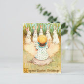  Bunny zingt met paasbegroeting Briefkaart (Staand voorkant)