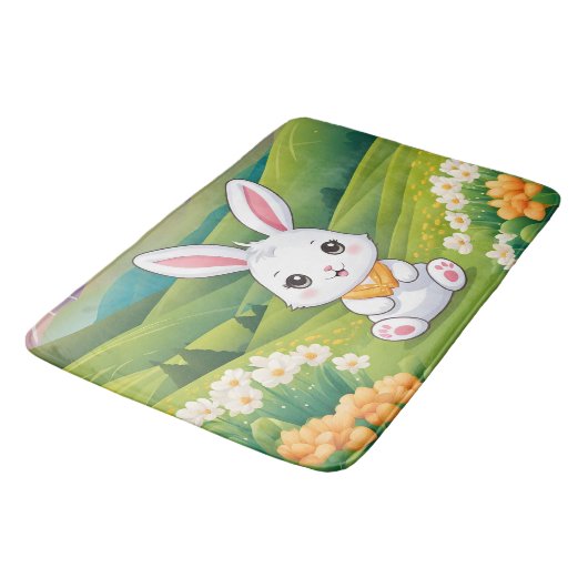 Bunny zittend in een veld Illustratie Badmat (Gekanteld)