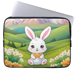 Bunny zittend in een veld Illustratie Laptop Sleeve