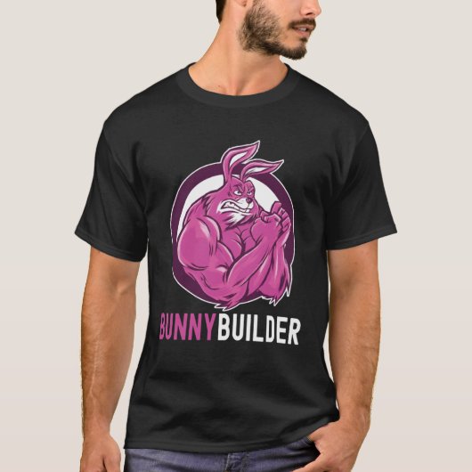 Bunnybuilder  Easter Bunny Workout  Gym Weightlift T-shirt (Voorkant)