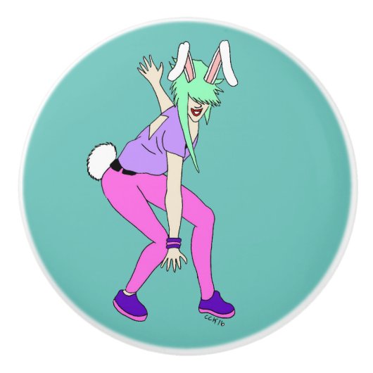 bunnygirl keramische knop (Voorkant)