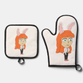 bunnygirl ovenwant & pannenlap set (Voorkant)