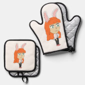 bunnygirl ovenwant & pannenlap set (Voorkant / Achterkant)