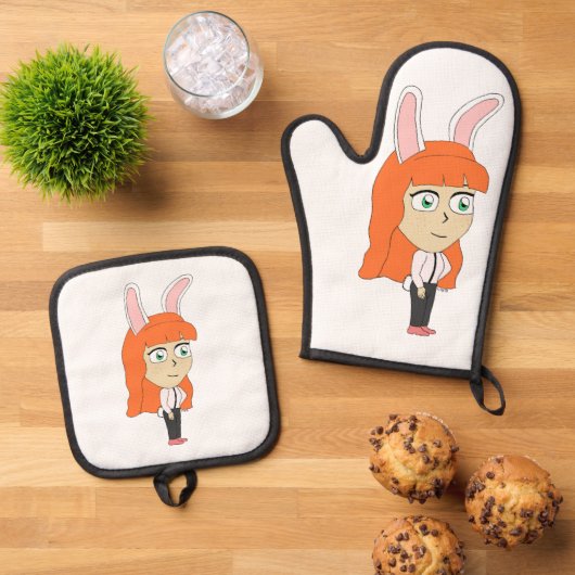 bunnygirl ovenwant & pannenlap set (Top down)
