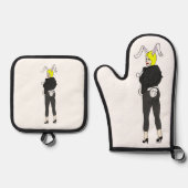 bunnygirl ovenwant & pannenlap set (Voorkant)