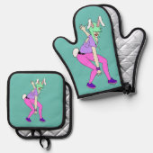 bunnygirl ovenwant & pannenlap set (Voorkant / Achterkant)