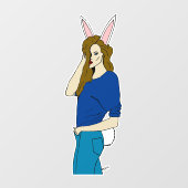 bunnygirl raamsticker (Vel)