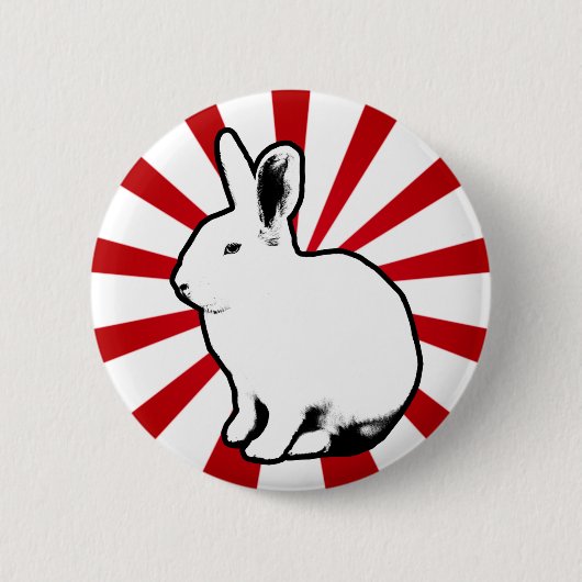 BunnyLuv White Rabbit Snoep Stripe Button (Voorkant)