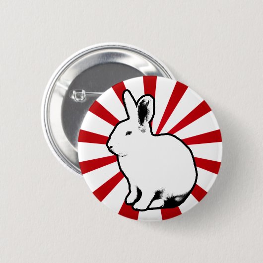 BunnyLuv White Rabbit Snoep Stripe Button (Voorkant /achterkant)