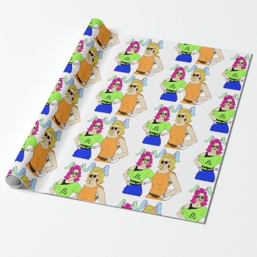 bunnymemeisjes cadeaupapier (Uitgerold)