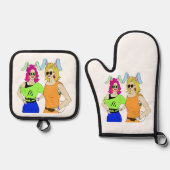 bunnymemeisjes ovenwant & pannenlap set (Voorkant)